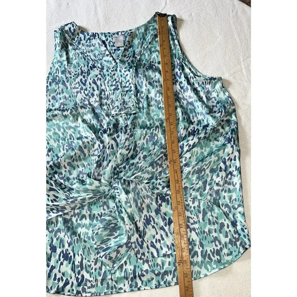 Chicos tank tie up 2 US 12/14 blue green animal print casual - Picture 10 of 10